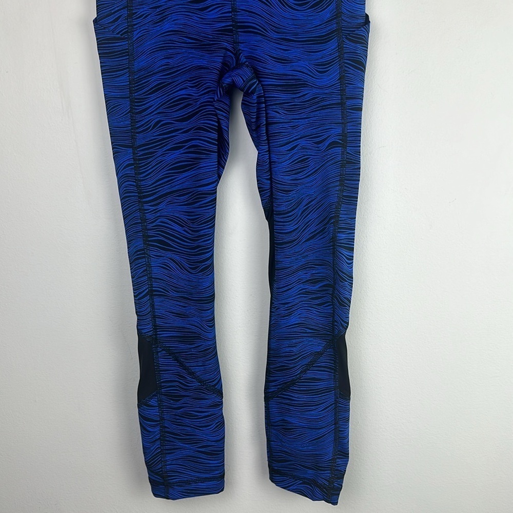 Lululemon Pace Rival Crop 22” Leggings Size 2 Life Lines Cerulean Blue Black - Picture 4 of 16
